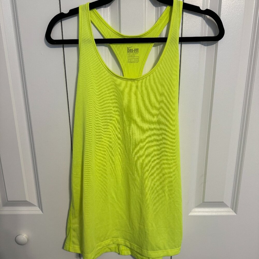Nike Dri-Fit Slim Fit Workout Tank, Size L, Neon Yellow